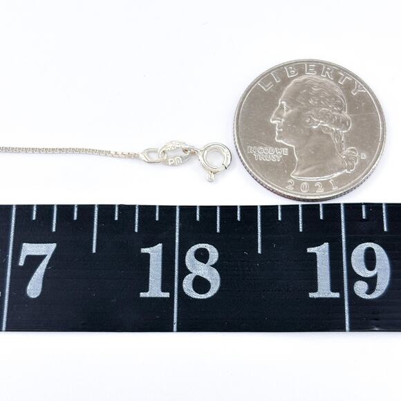 Vintage Italy Sterling Silver 925 Box Chain Necklace 18" - Picture 3 of 4